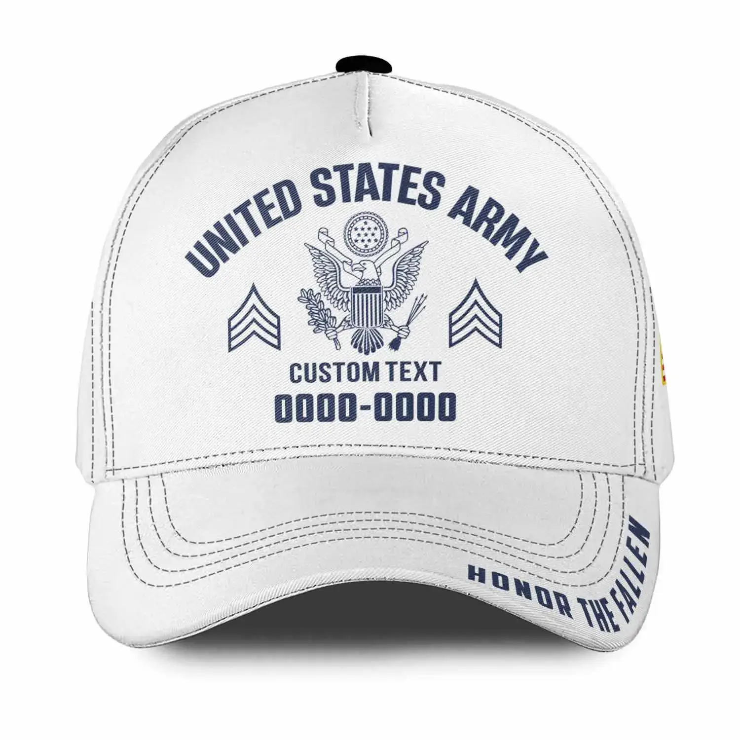 Custom Veteran Hat All Branches - White Honor The Fallen Cap #000158