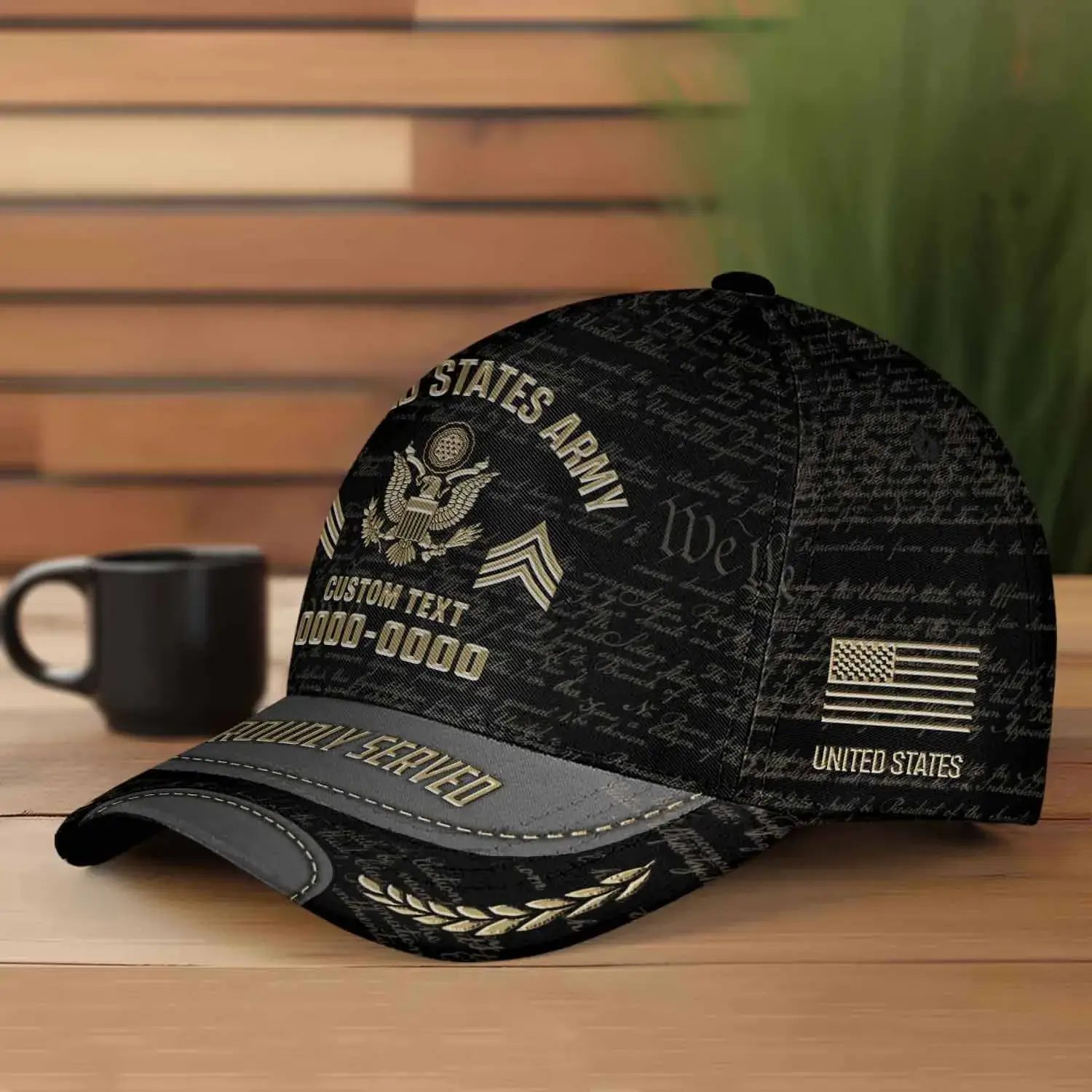 Custom Veteran Hat - Personalized Proudly Served Baseball Cap #000156