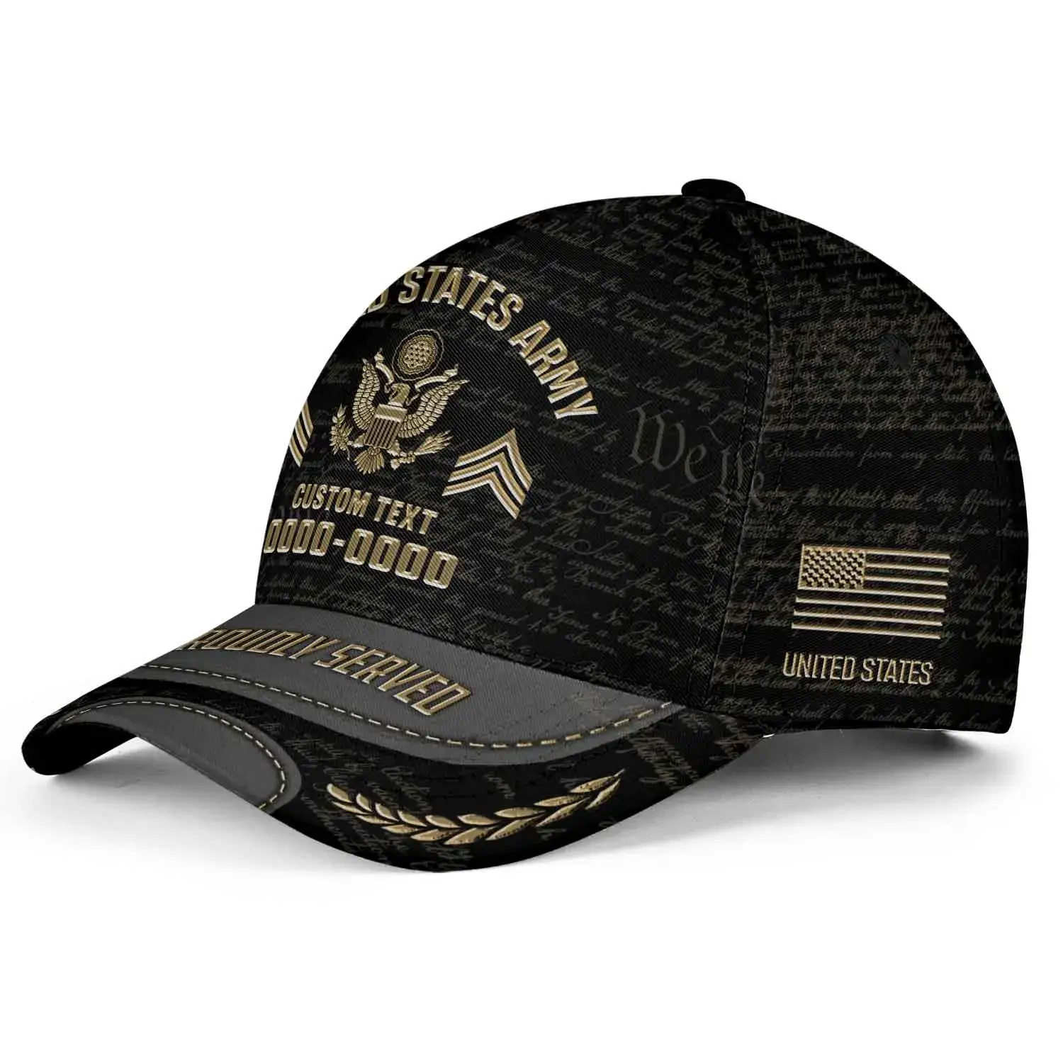 Custom Veteran Hat - Personalized Proudly Served Baseball Cap #000156