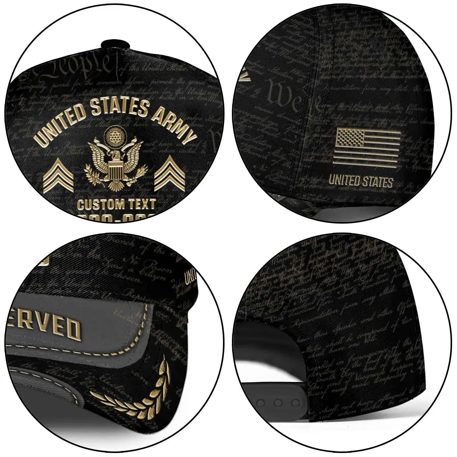 Custom Veteran Hat - Personalized Proudly Served Baseball Cap #000156