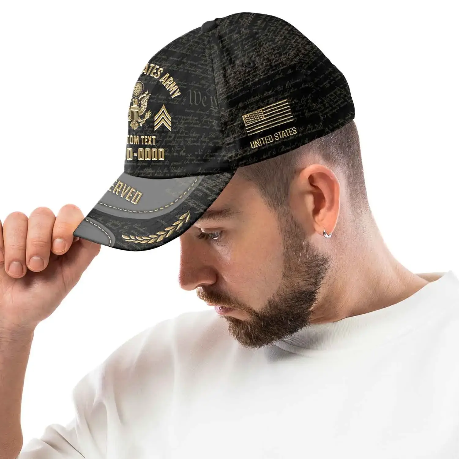 Custom Veteran Hat - Personalized Proudly Served Baseball Cap #000156