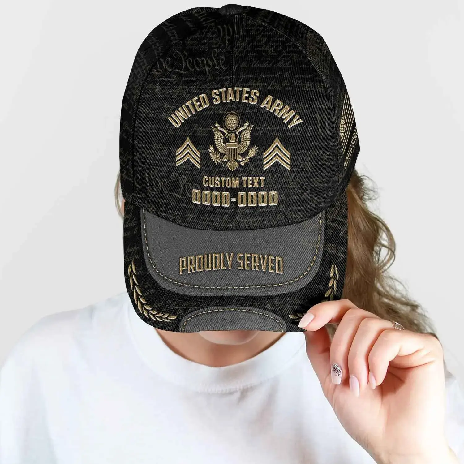 Custom Veteran Hat - Personalized Proudly Served Baseball Cap #000156