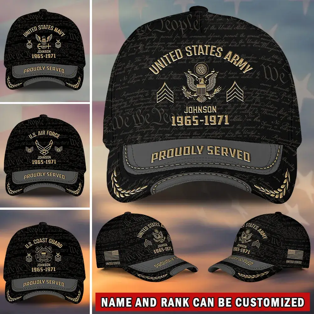 Custom Veteran Hat - Personalized Proudly Served Baseball Cap #000156