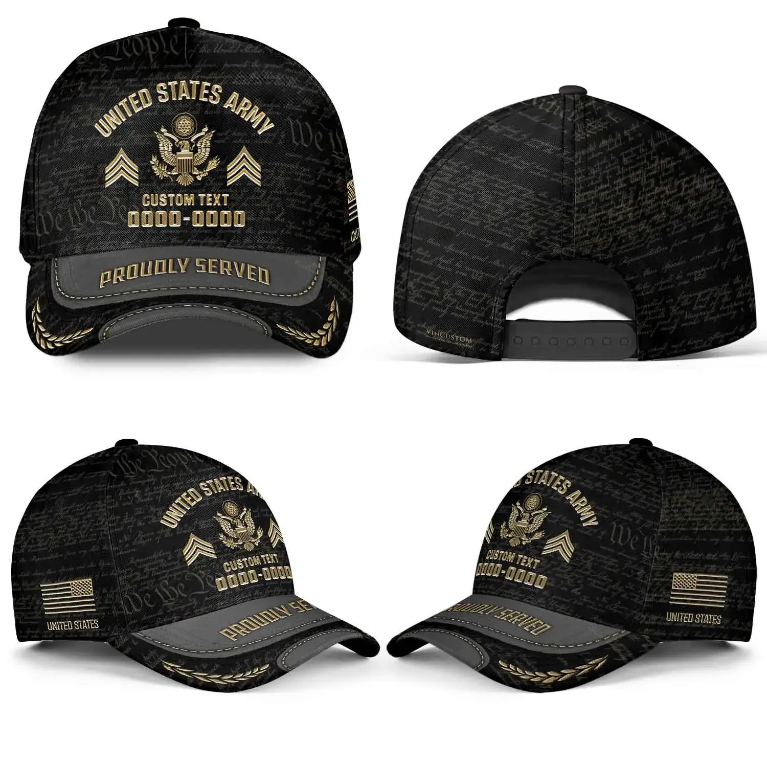 Custom Veteran Hat - Personalized Proudly Served Baseball Cap #000156