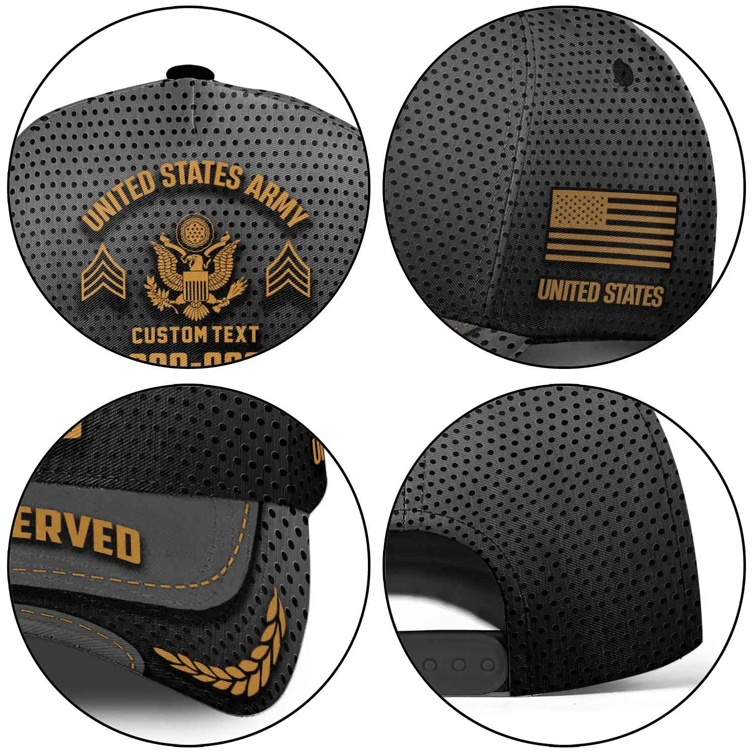 Customized U.S Veteran Proudly Served Hat - Personalize Branch, Rank, Name & Year #000155