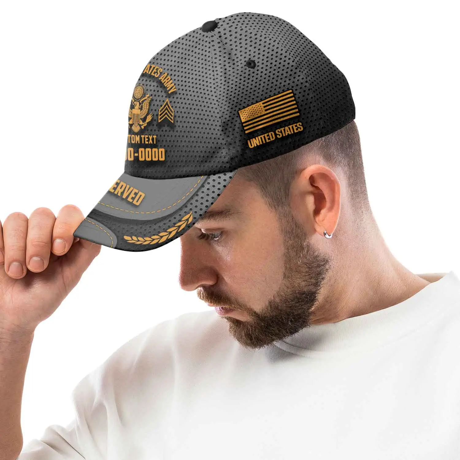 Customized U.S Veteran Proudly Served Hat - Personalize Branch, Rank, Name & Year #000155