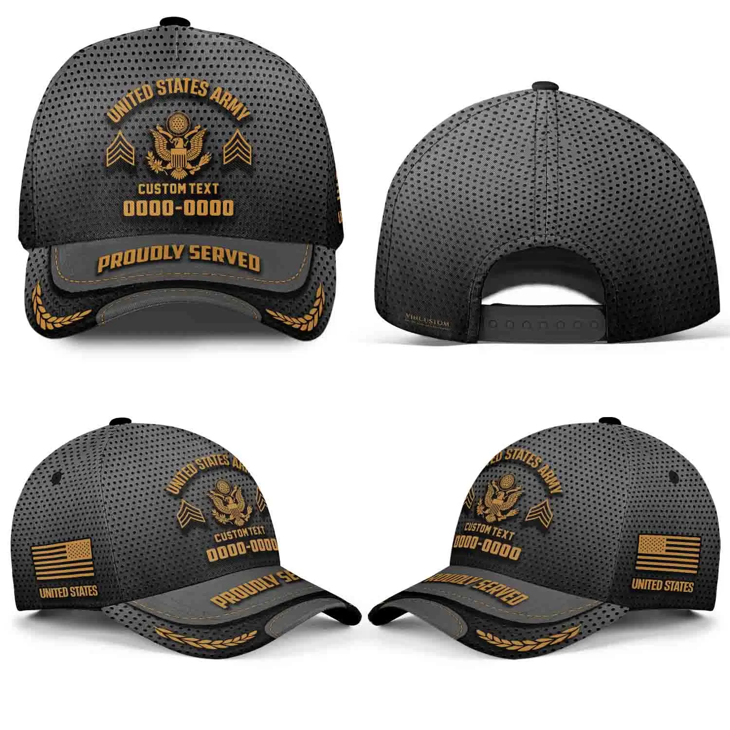 Customized U.S Veteran Proudly Served Hat - Personalize Branch, Rank, Name & Year #000155