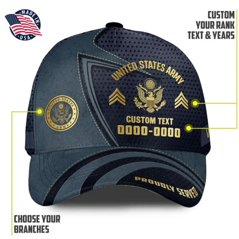 Customized United States Veterans - Golden Hat All Over Printed - Custom Veteran Baseball Hat Made in USA #000153