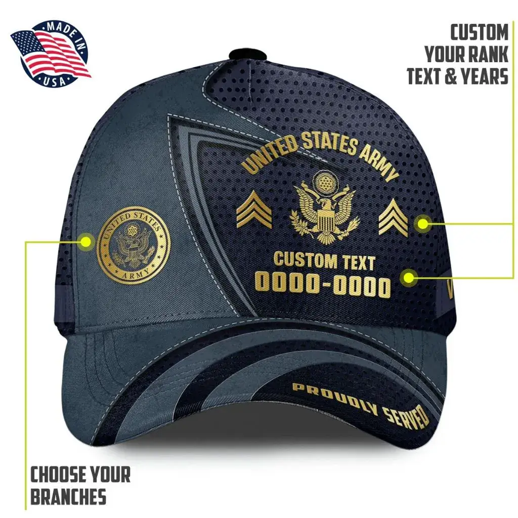 Customized United States Veterans - Golden Hat All Over Printed - Custom Veteran Baseball Hat Made in USA #000153