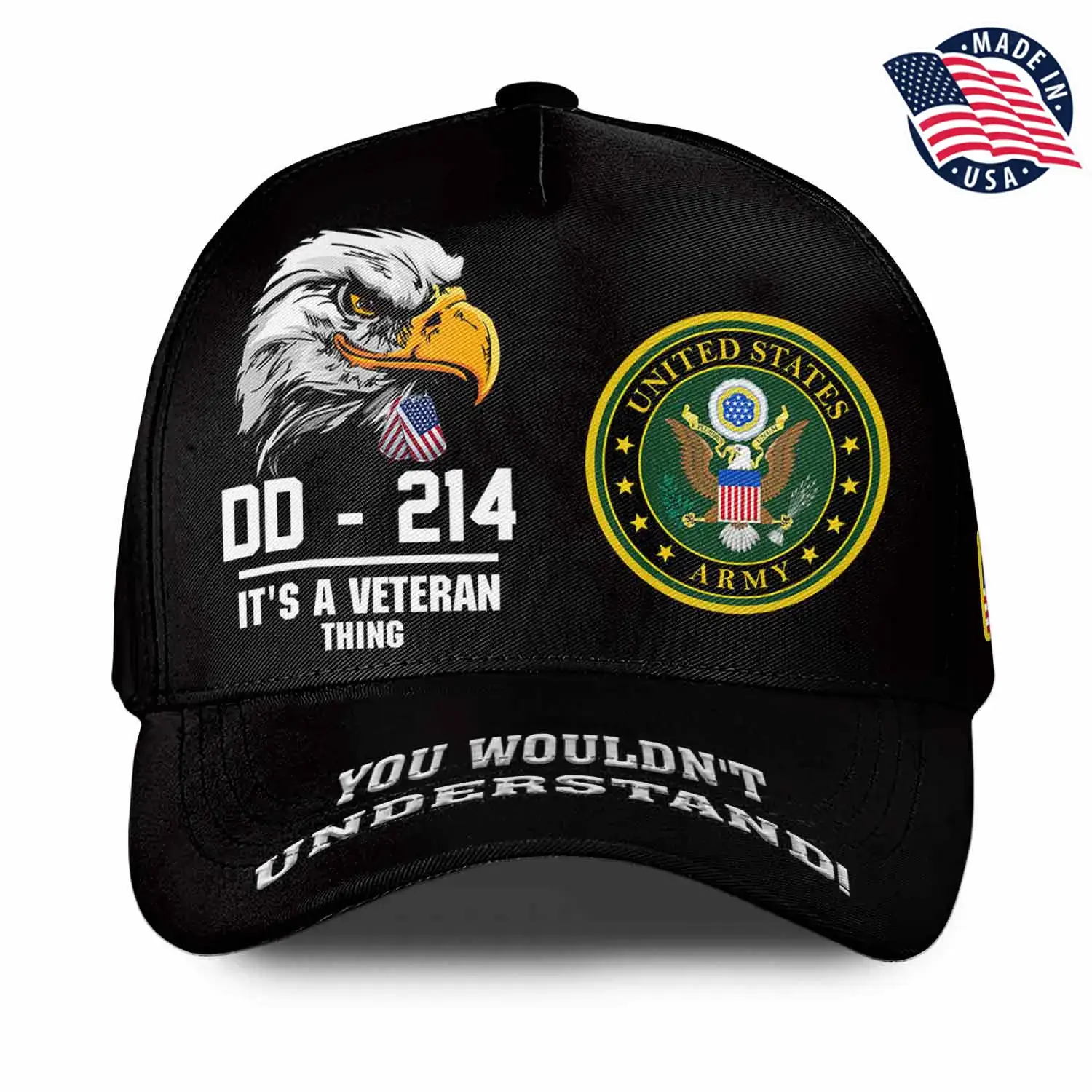Personalization US Veteran Hat - It's A Veteran Thing Black Cap #000160