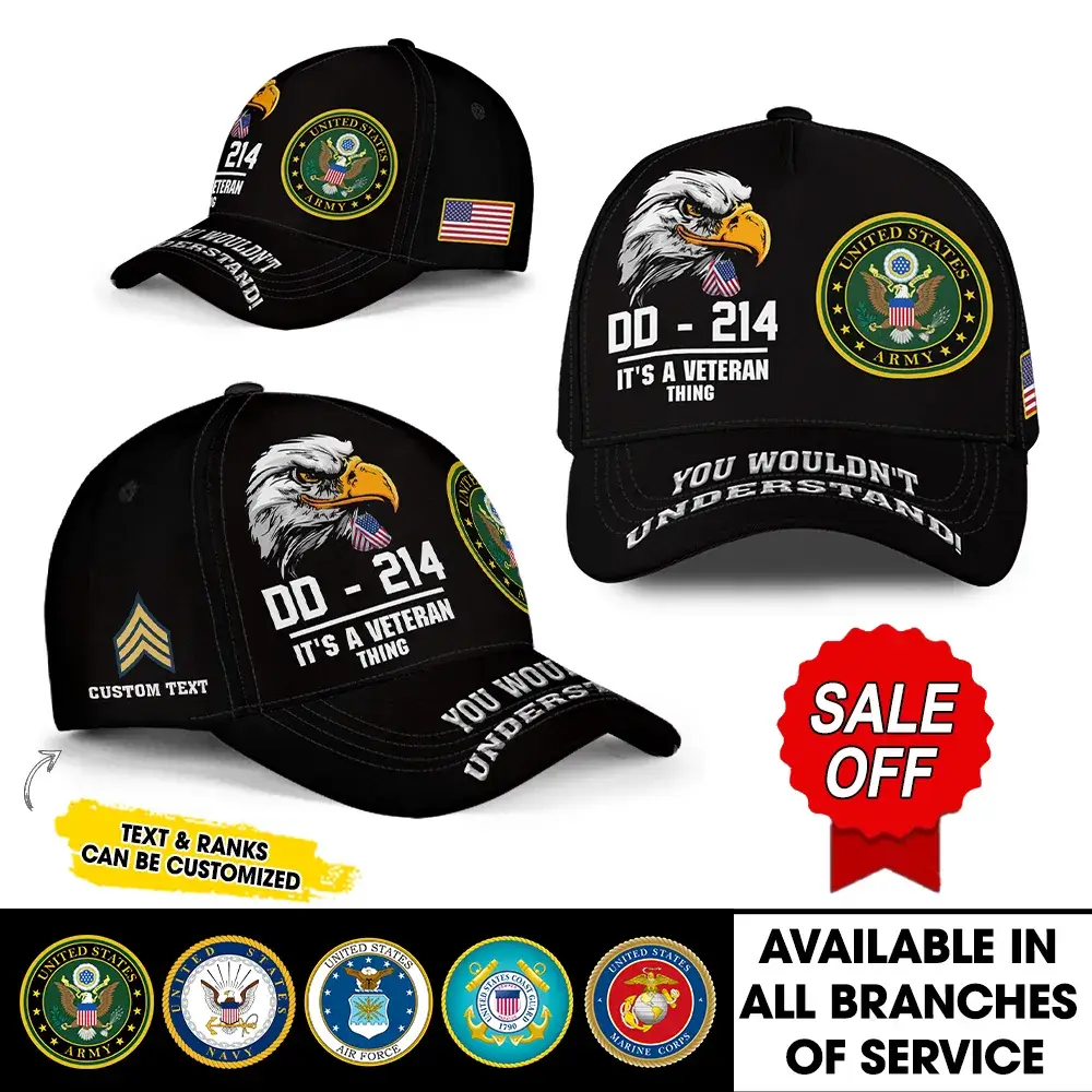 Personalization US Veteran Hat - It's A Veteran Thing Black Cap #000160