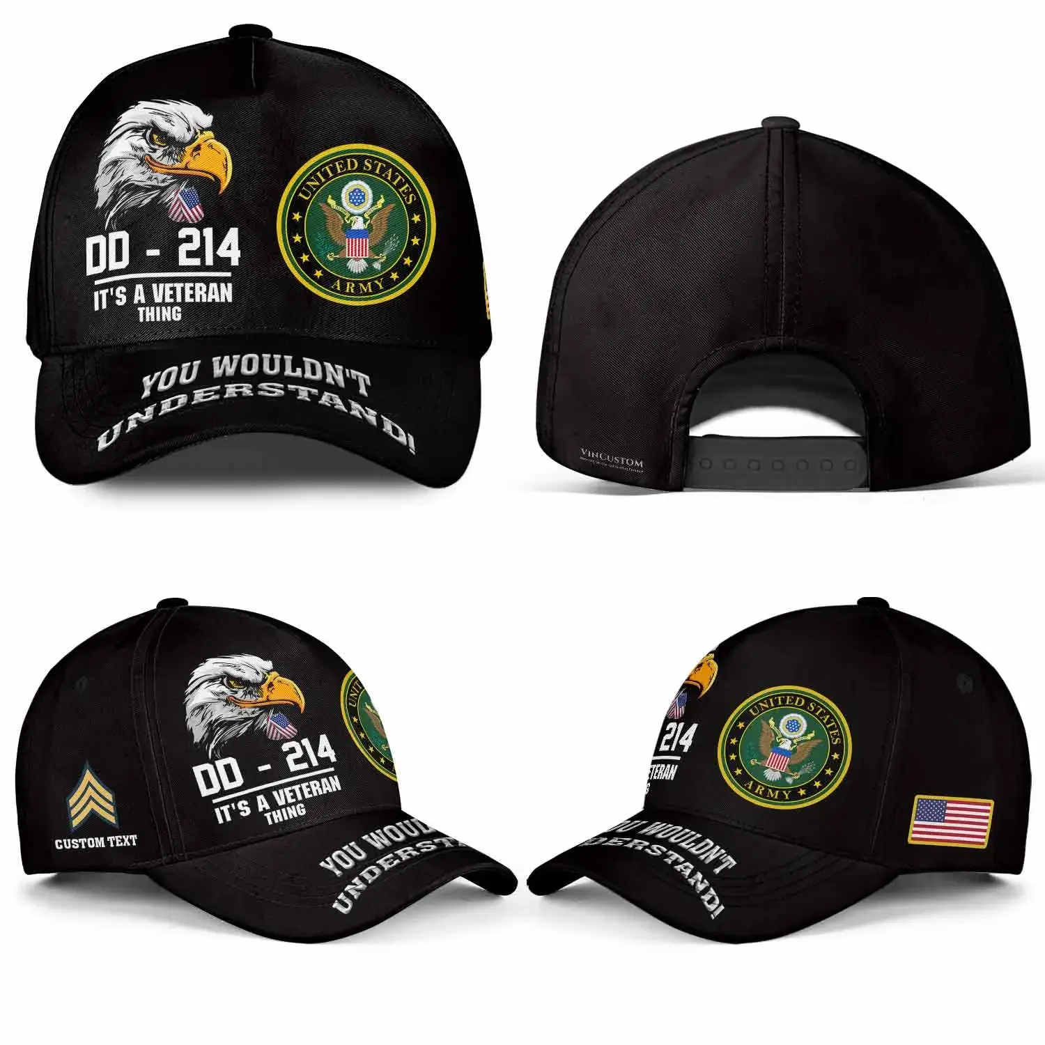 Personalization US Veteran Hat - It's A Veteran Thing Black Cap #000160