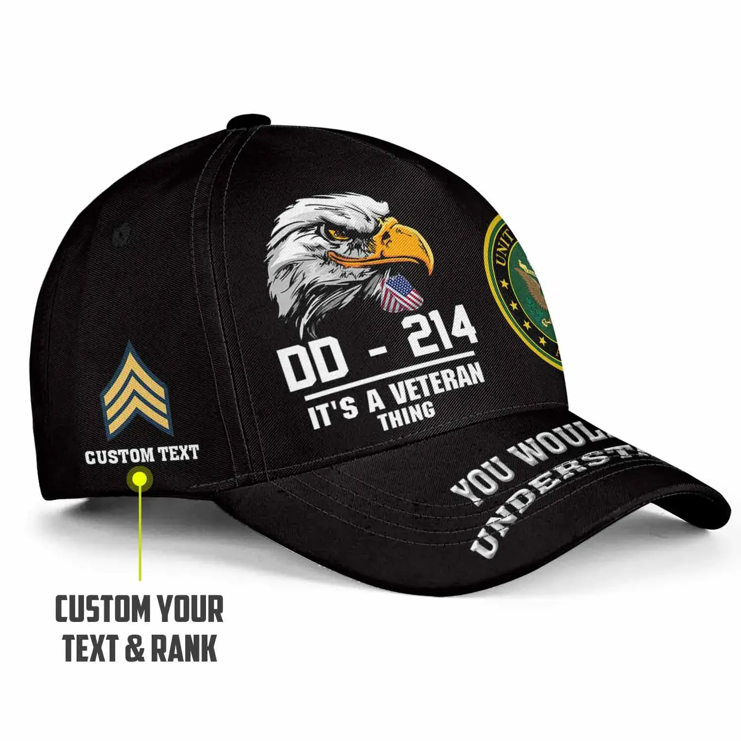 Personalization US Veteran Hat - It's A Veteran Thing Black Cap #000160