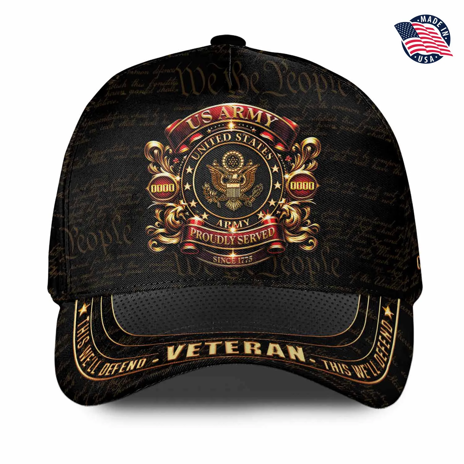 Personalized Gold Crest Veteran Hat #000168