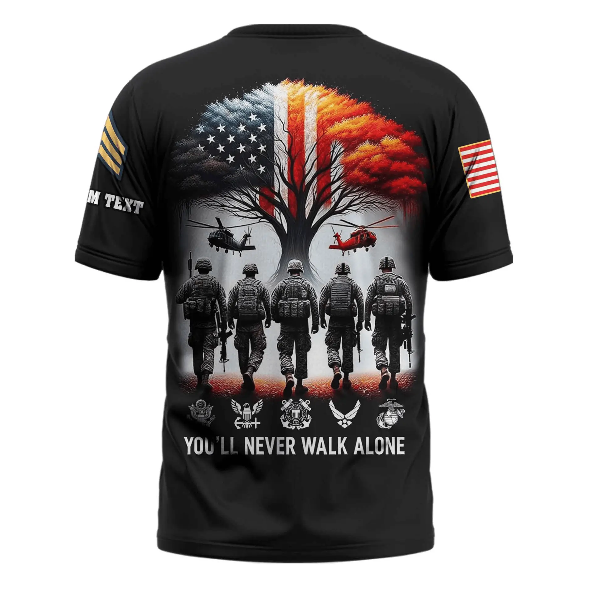 Personalized US Veteran You Never Walk Alone T-Shirt - The Ultimate Brotherhood Tribute #000147