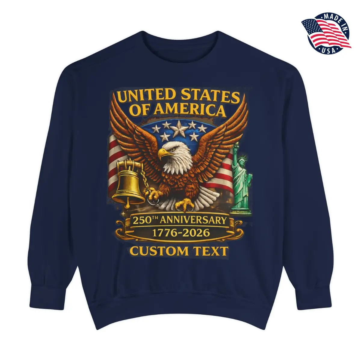 USA 250th Anniversary Custom Shirt (1776-2026) - Eagle & Liberty Bell Commemorative Edition - Made in USA #000140