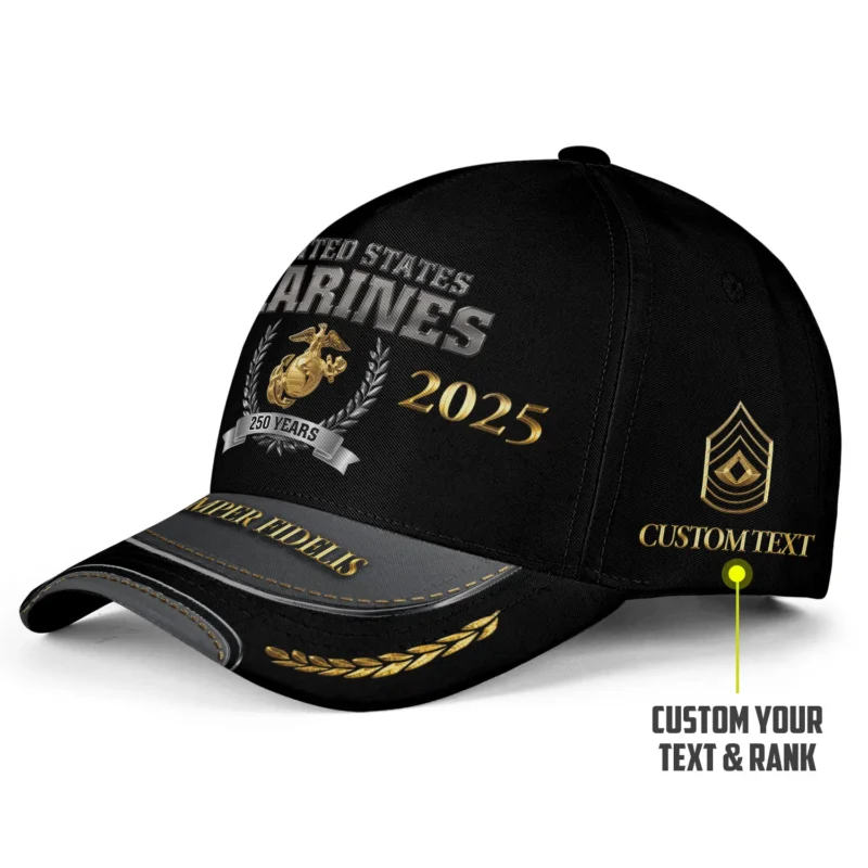 USMC 250th Anniversary Custom Hat - Personalize EGA & Semper Fidelis Visor Cap #000169
