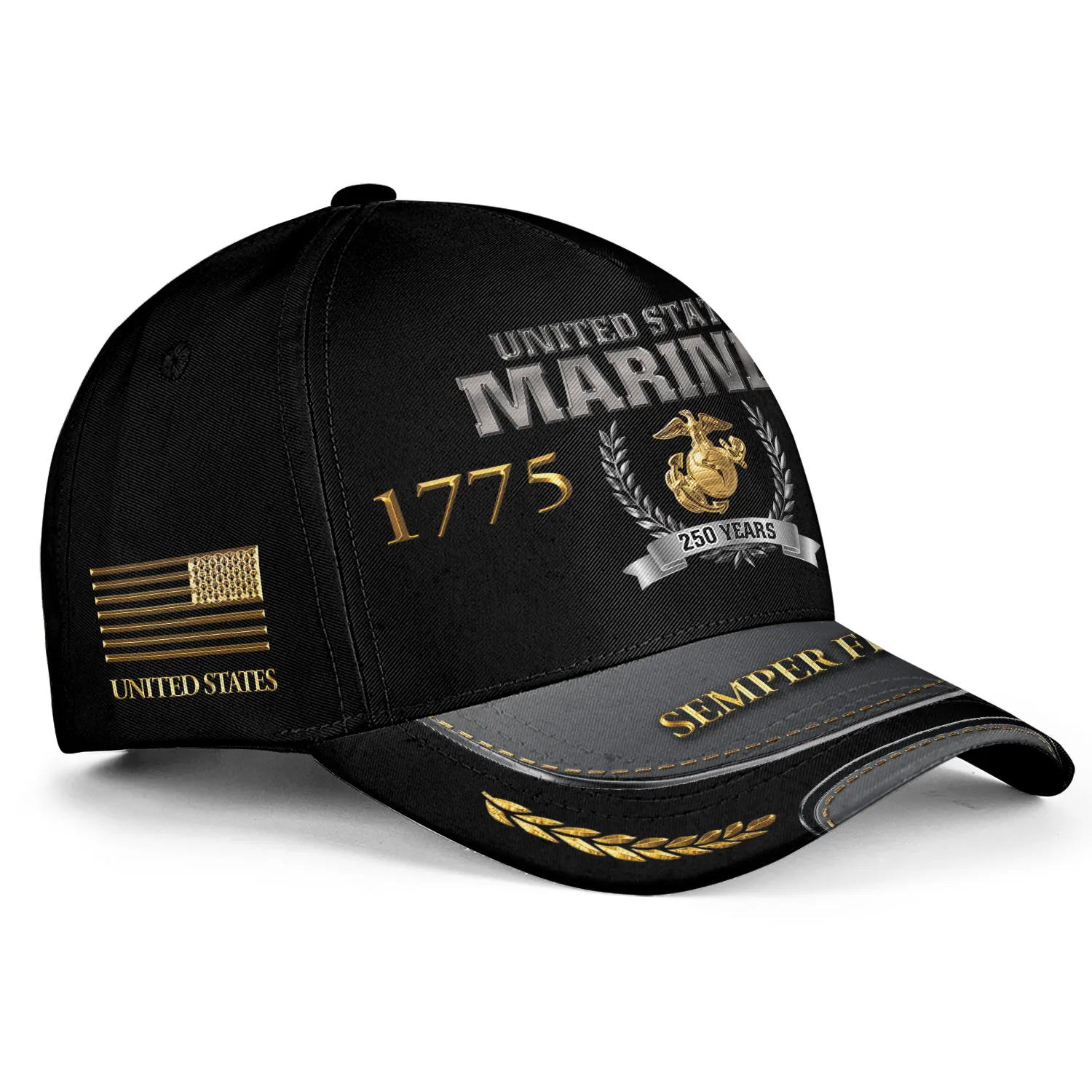 USMC 250th Anniversary Custom Hat - Personalize EGA & Semper Fidelis Visor Cap #000169