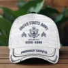 White Custom Veteran Hat - Personalized Proudly Served Baseball Cap #000157