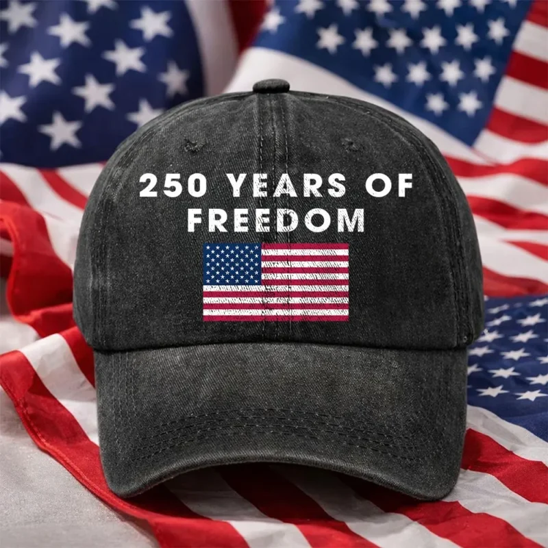 250 Years of Freedom Vintage Hat - America 250th Anniversary Cap - Distressed Flag Design