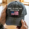 250 Years of Freedom Vintage Hat - America 250th Anniversary Cap - Distressed Flag Design