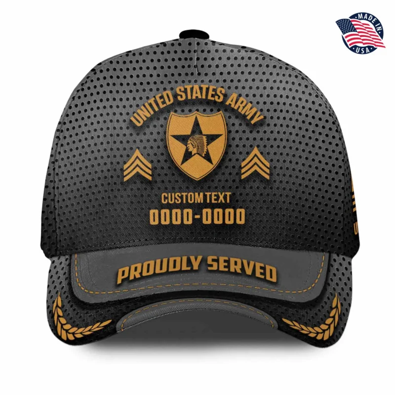 Custom Army Division Veteran Hat - Personalized Rank, Name & Years - Tactical Mesh Design #000179