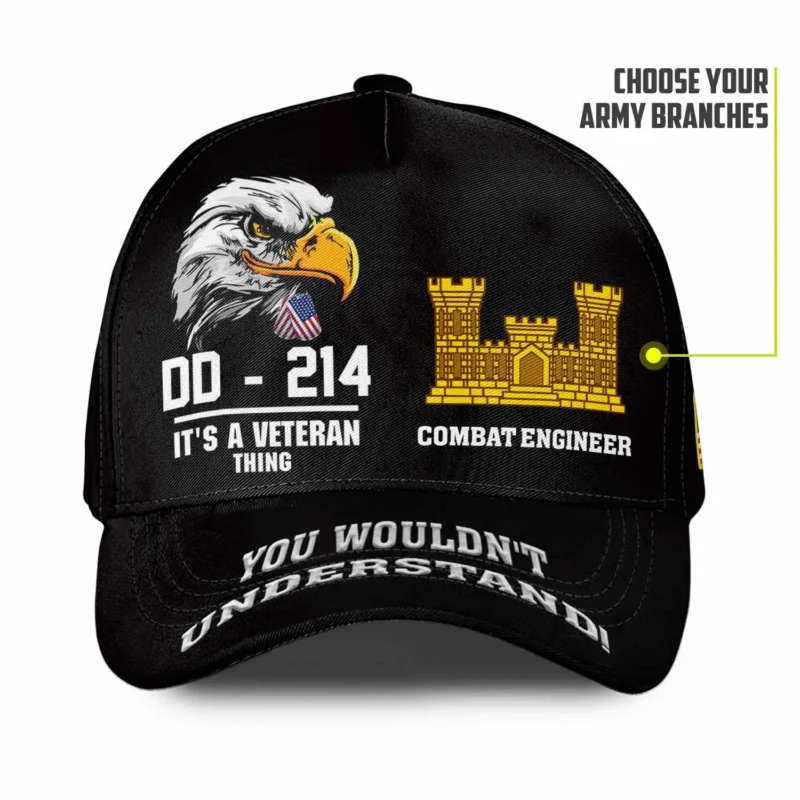 Custom DD-214 Army Branch Veteran Hat - It's A Veteran Thing Cap - Personalized Rank & Name #000200