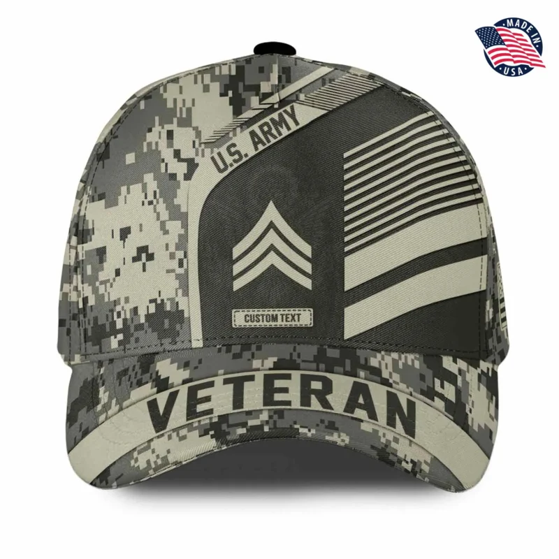 Custom Digital Camo Veteran Printed Hat - Personalized Branch, Rank & Name #000194