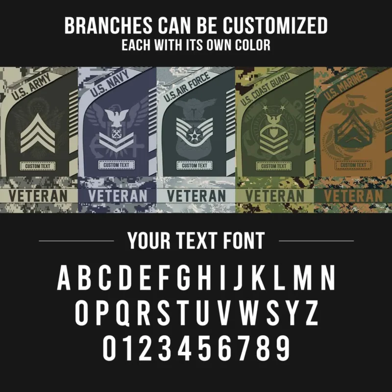 Custom Digital Camo Veteran Printed Hat - Personalized Branch, Rank & Name #000194