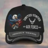 Custom Eagle & Dog Tags U.S Air Force Veteran Printed Hat – Personalized Rank & Name #000265
