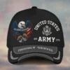 Custom Eagle & Dog Tags U.S Veteran Printed Hat - Personalized Branch, Rank & Name - Proudly Served Cap