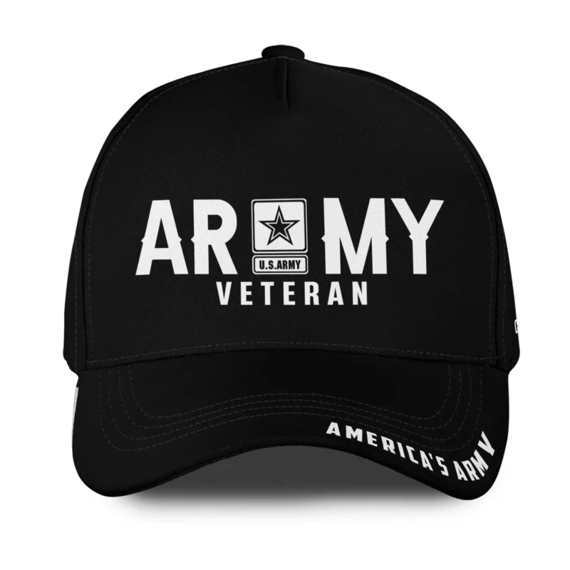 Custom Minimalist Veteran Hat - Choose Branch, Rank & Name - Bold Black & White Design #000254