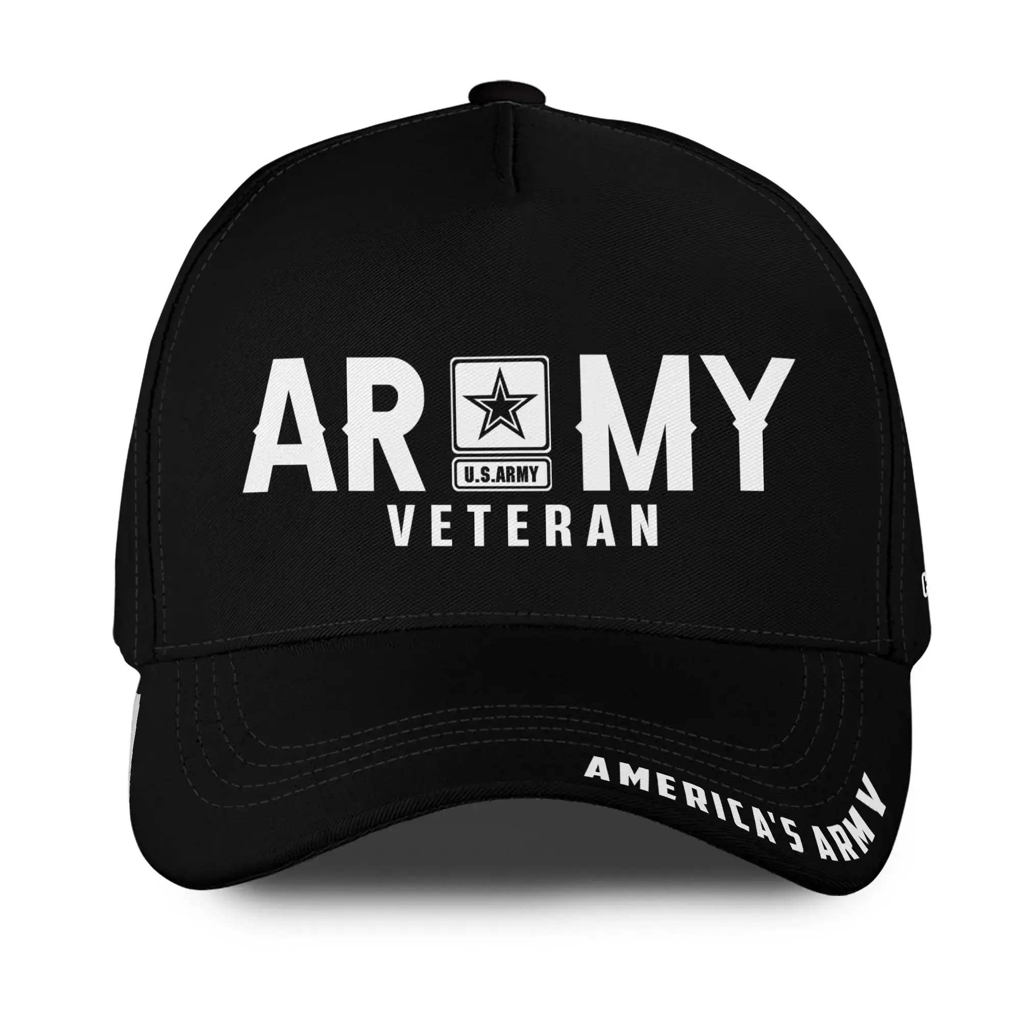 Custom Minimalist Veteran Hat - Choose Branch, Rank & Name - Bold Black & White Design #000254