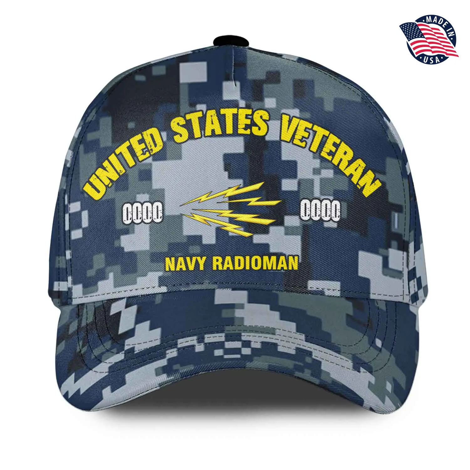 Custom Navy Rating Camo Hat - Personalized Rating, Rank & Years - Made in USA #000167