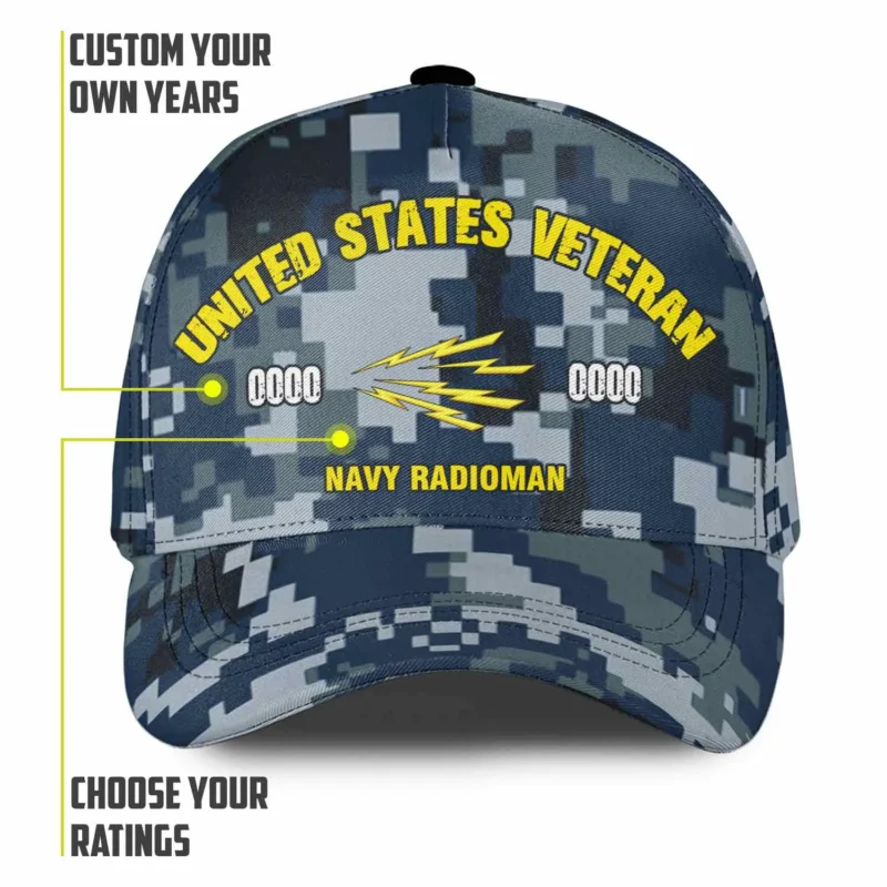 Custom Navy Rating Camo Hat - Personalized Rating, Rank & Years - Made in USA #000167