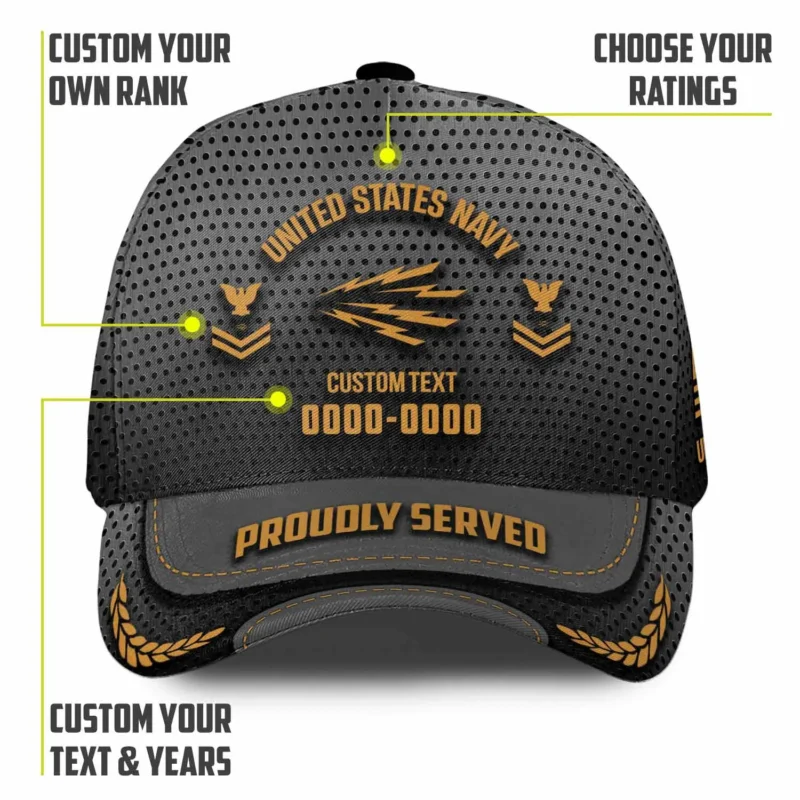 Custom Navy Rating Hat - Personalized Rating, Rank & Years - Made in USA #000175
