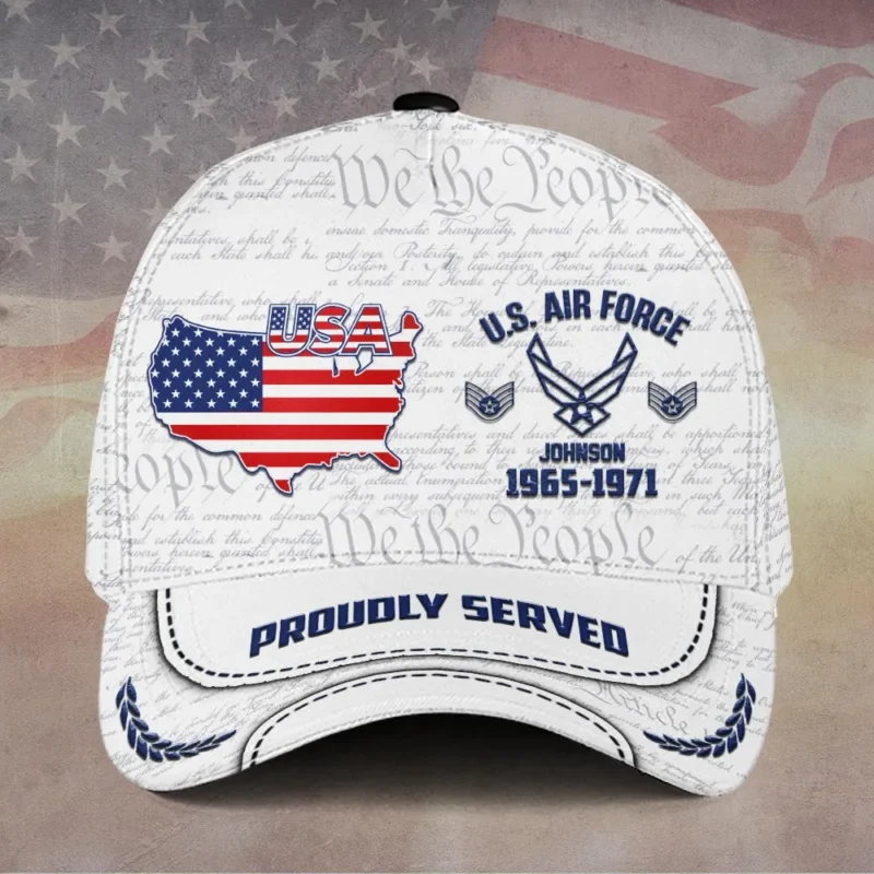 Custom Patriotic USAF Veteran Hat - Personalized Rank, Name & Years #000251