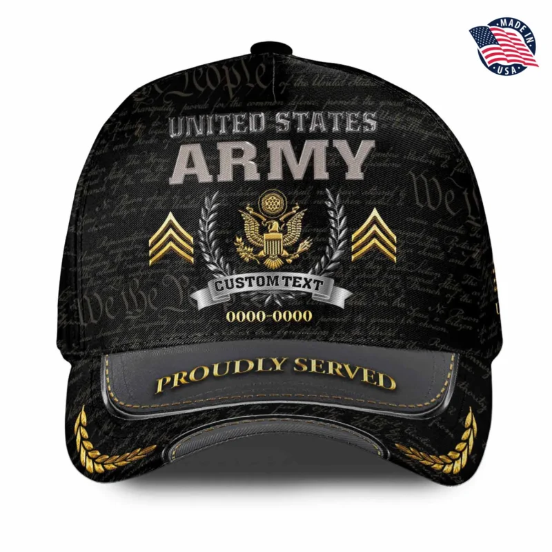 Custom Silver & Gold Military Hat - Proudly Served Visor - Choose Your Branch, Rank, Name & Years #000186