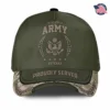 Custom Subdued Tactical Veteran Hat - OD Green & Camo Brim - Personalized Branch, Rank & Name #000198