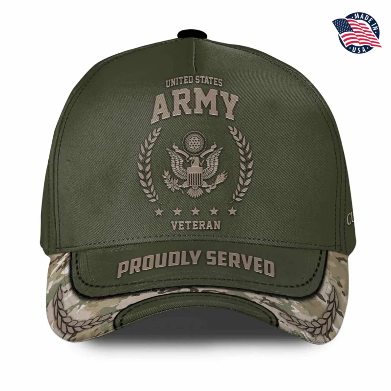 Custom Subdued Tactical Veteran Hat - OD Green & Camo Brim - Personalized Branch, Rank & Name #000198