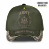 Custom Subdued Tactical Veteran Hat - OD Green & Camo Brim - Personalized Branch, Rank & Name #000198