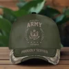 Custom Subdued Tactical Veteran Hat - OD Green & Camo Brim - Personalized Branch, Rank & Name #000198