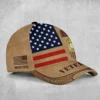Custom Tattered Flag U.S Marine Corps Veteran Printed Hat - Personalized Rank & Name #000261