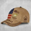 Custom Tattered Flag U.S Marine Corps Veteran Printed Hat - Personalized Rank & Name #000261