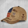 Custom Tattered Flag U.S Navy Veteran Printed Hat - Personalized Branch, Rank & Name #000258