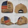 Custom Tattered Flag U.S Navy Veteran Printed Hat - Personalized Branch, Rank & Name #000258