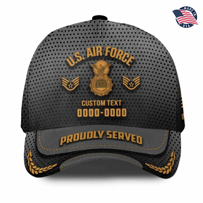 Custom U.S. Air Force Badge Printed Hat - Personalized Rank, Name & Years #000184