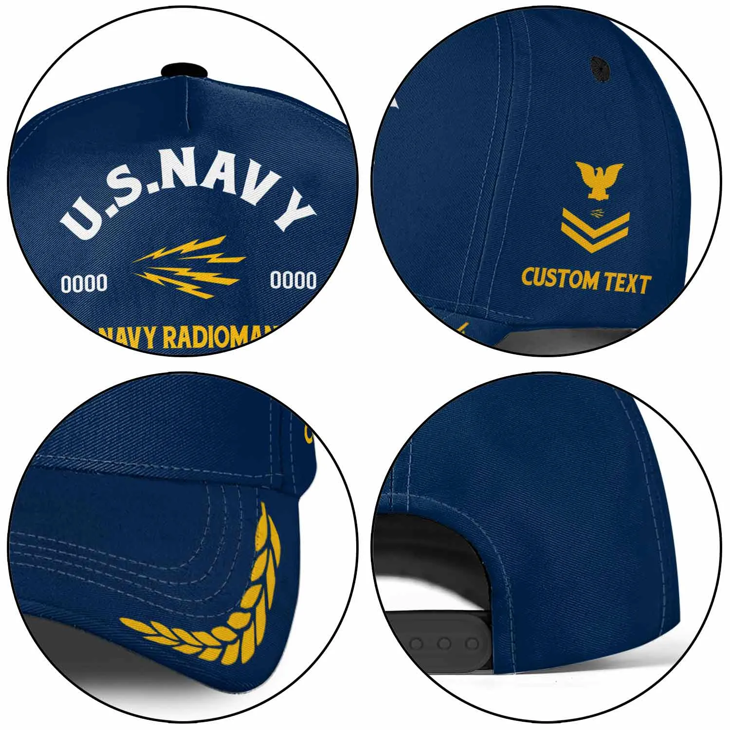 Custom U.S. Navy Rating Veteran Hat - Personalized Rating, Rank, Name & Years #000177