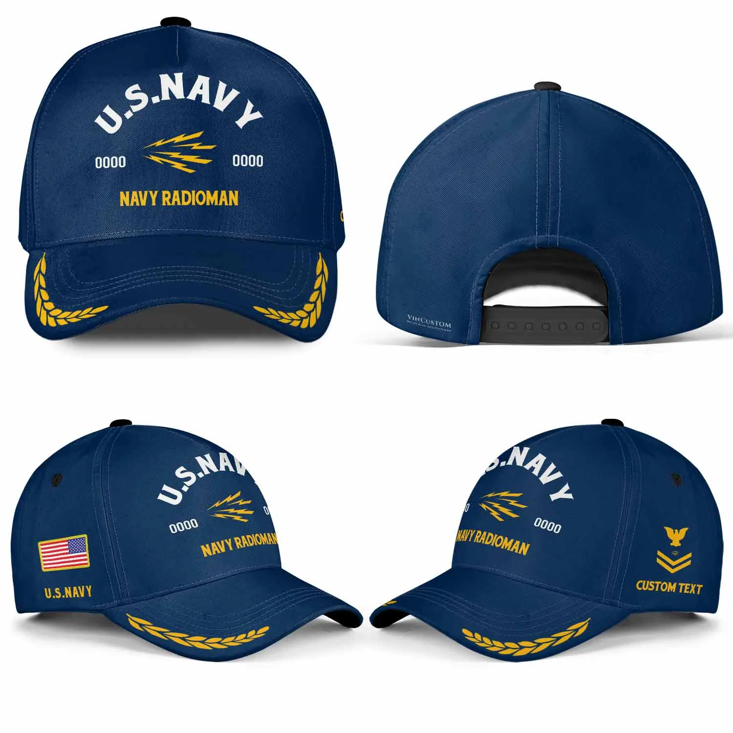 Custom U.S. Navy Rating Veteran Hat - Personalized Rating, Rank, Name & Years #000177
