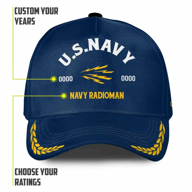 Custom U.S. Navy Rating Veteran Hat - Personalized Rating, Rank, Name & Years #000177